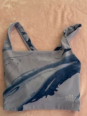 Nike Dri-FIT Light Gray Sports Bra with Black Swoosh